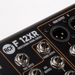 RCF F 12XR Mikser dźwięku: 12 kanałów, 6 mikrofonowych, 2 stereo, z multiefektem i USB oraz wejściem Hi-Z